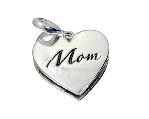 Mom Script Heart Dangle Charm