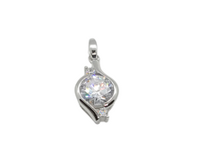 Load image into Gallery viewer, Sterling Silver Round Faceted Stone Pendant
