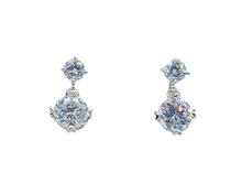 Load image into Gallery viewer, Sterling Silver Rhodium Stone Earrings
