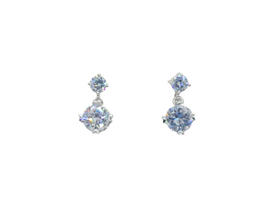 Sterling Silver Rhodium Stone Earrings