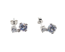 Load image into Gallery viewer, Sterling Silver Rhodium Stone Earrings
