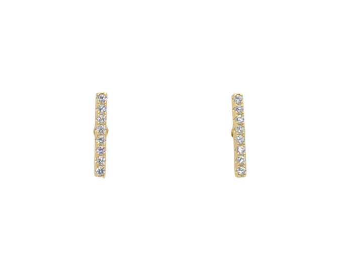 Sterling Silver with Gold Plated Bar Stud Earrings