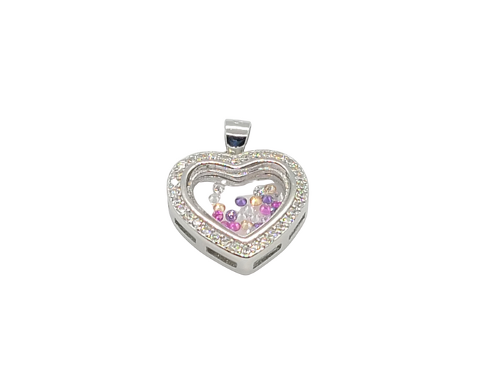 Sterling Silver Glass Heart Pendant