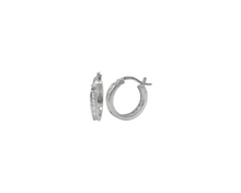 Charger l&#39;image dans la galerie, Sterling Silver with Rhodium, Cubic Zirconia Hoops
