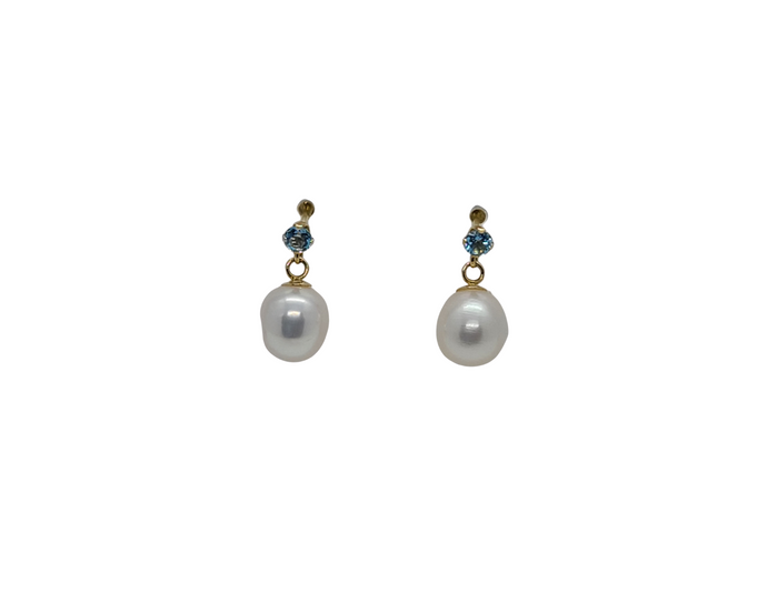 14K Yellow Gold Freshwater Cultured Pearl Stud Earrings