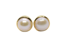 Load image into Gallery viewer, Sterling Silver Gold Plated Freshwater Pearl Stud Earrings
