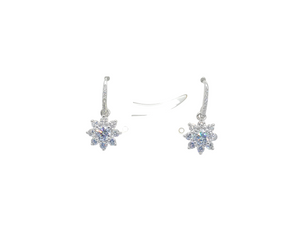 Sterling Silver Faceted Flower Shape Stone Earring