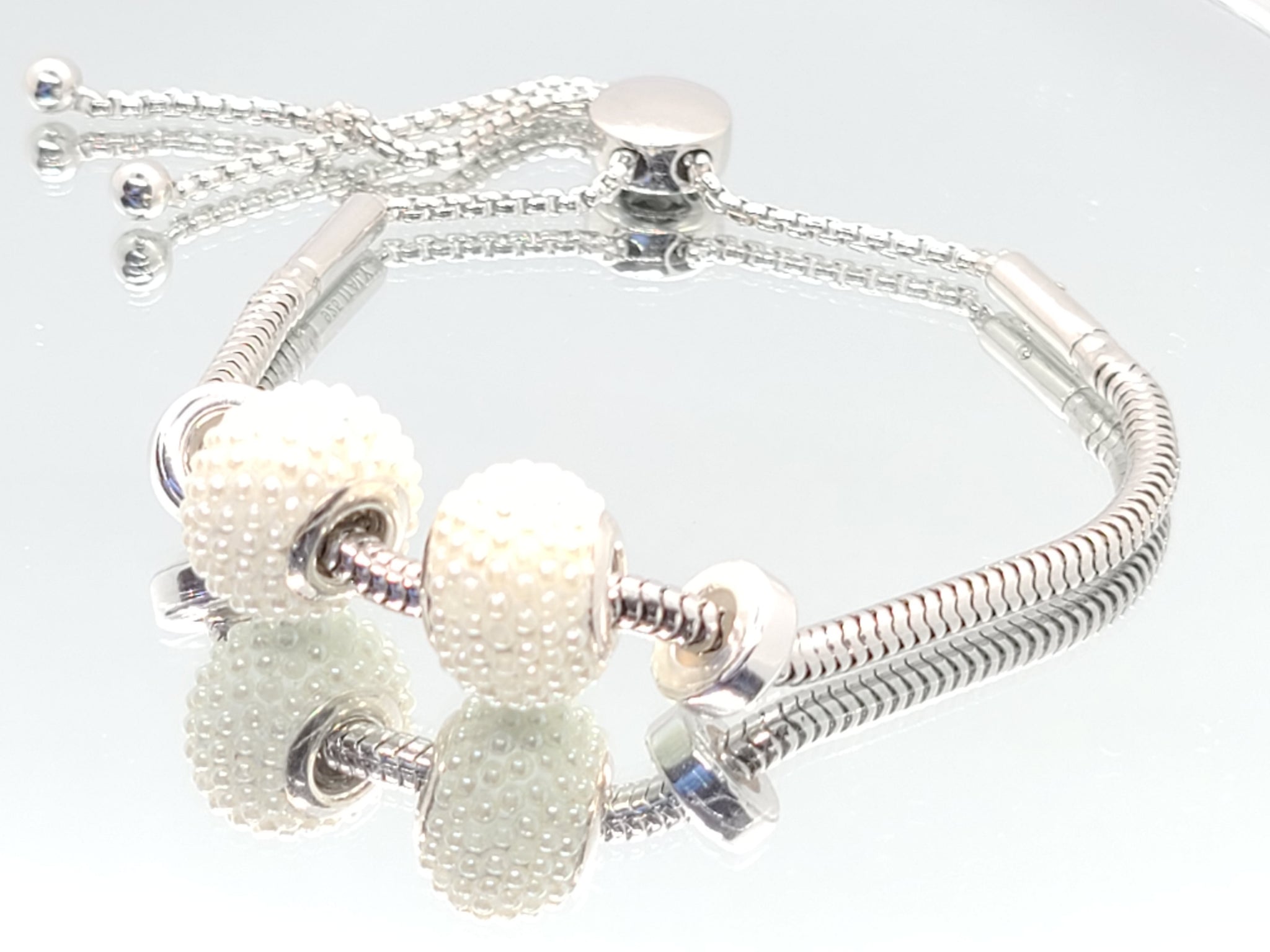 Crystal Charms Ball Slider Expandable Hand Wrist Mangalsutra Bracelet