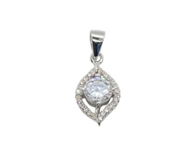 Load image into Gallery viewer, Sterling Silver Rhodium Stone Pendant
