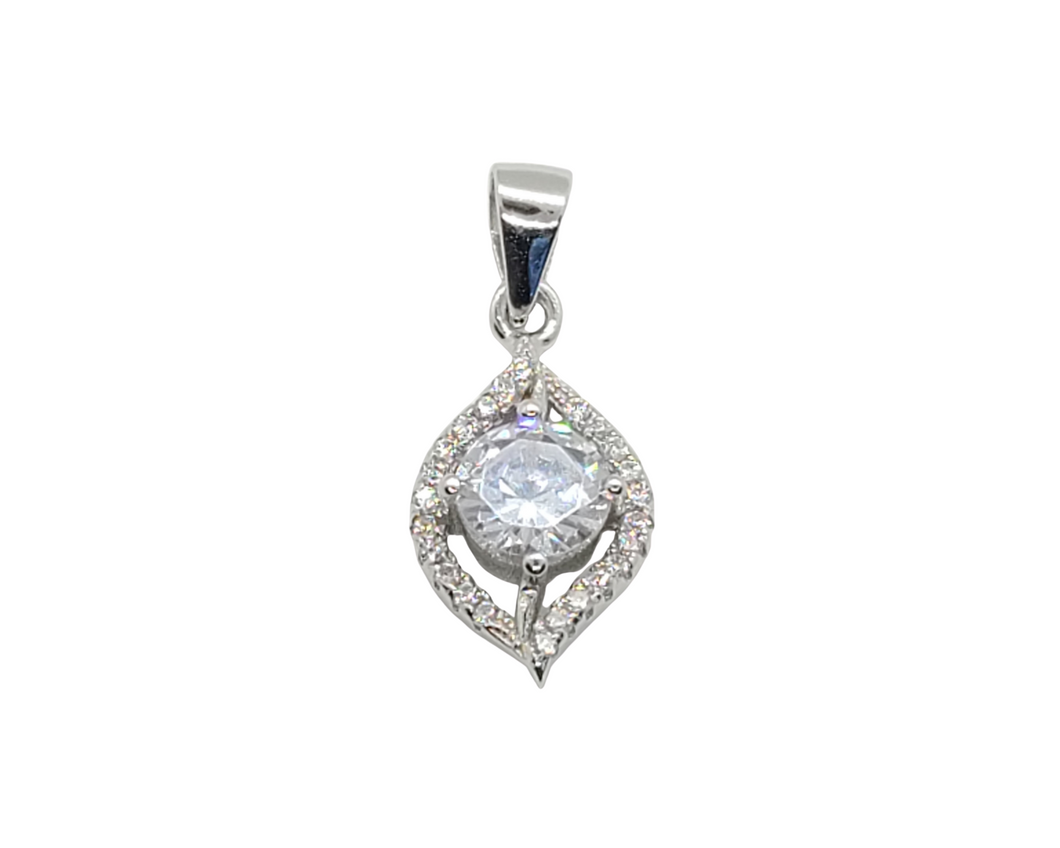 Sterling Silver Rhodium Stone Pendant