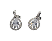 Load image into Gallery viewer, Sterling Silver Faceted Teardrop Stone Stud Earring
