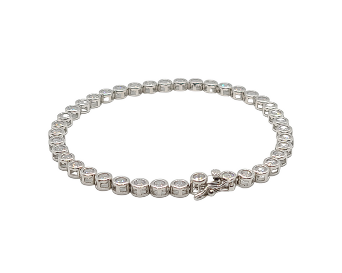 Sterling Silver with Round Cubic Zirconia Tennis Bracelet