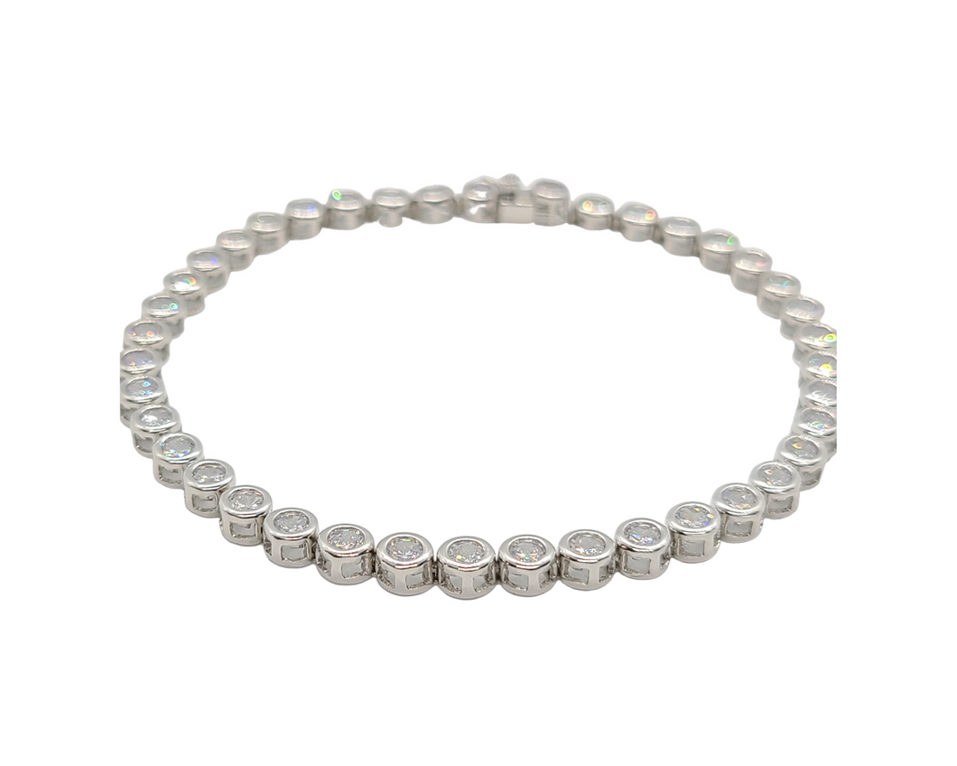 Sterling Silver with Round Cubic Zirconia Tennis Bracelet