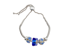 Load image into Gallery viewer, Slider Bracelet Set With Blue Charms
