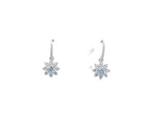 Sterling Silver Faceted Flower Shape Stone Earring