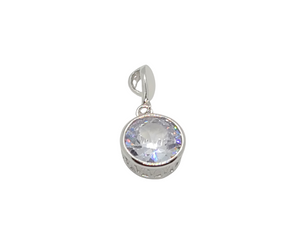 Sterling Silver with Rhodium Stone Pendant