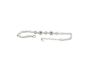 Sterling Silver with Rhodium Flower Bracelet