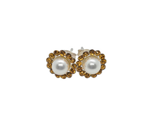 Load image into Gallery viewer, Swarovski Pearl &quot;November Light Colorado Topaz&quot; Birthstone Earring
