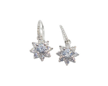 Charger l&#39;image dans la galerie, Sterling Silver Faceted Flower Shape Stone Earring
