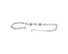 Load image into Gallery viewer, Sterling Silver with Rhodium Flower Bracelet
