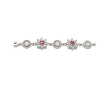 Load image into Gallery viewer, Sterling Silver with Rhodium Flower Bracelet
