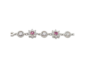 Sterling Silver with Rhodium Flower Bracelet