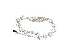 Load image into Gallery viewer, Sterling Silver with Heart chain Cubic Zirconia Bracelet
