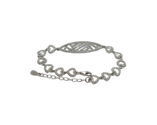 Load image into Gallery viewer, Sterling Silver with Heart chain Cubic Zirconia Bracelet
