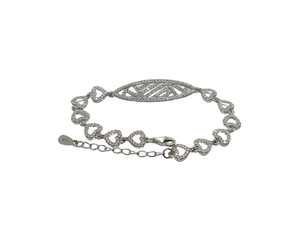 Sterling Silver with Heart chain Cubic Zirconia Bracelet