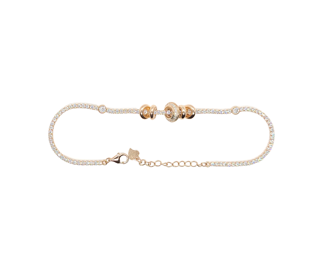 Sterling Silver with Rose Gold, Tennis Bracelet