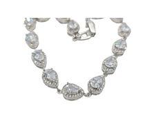 Load image into Gallery viewer, Sterling Silver Pear-Shape Cubic Zirconia Bracelet
