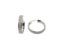 Charger l&#39;image dans la galerie, Sterling Silver with Rhodium, Cubic Zirconia Hoops
