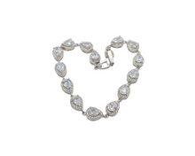 Load image into Gallery viewer, Sterling Silver Pear-Shape Cubic Zirconia Bracelet
