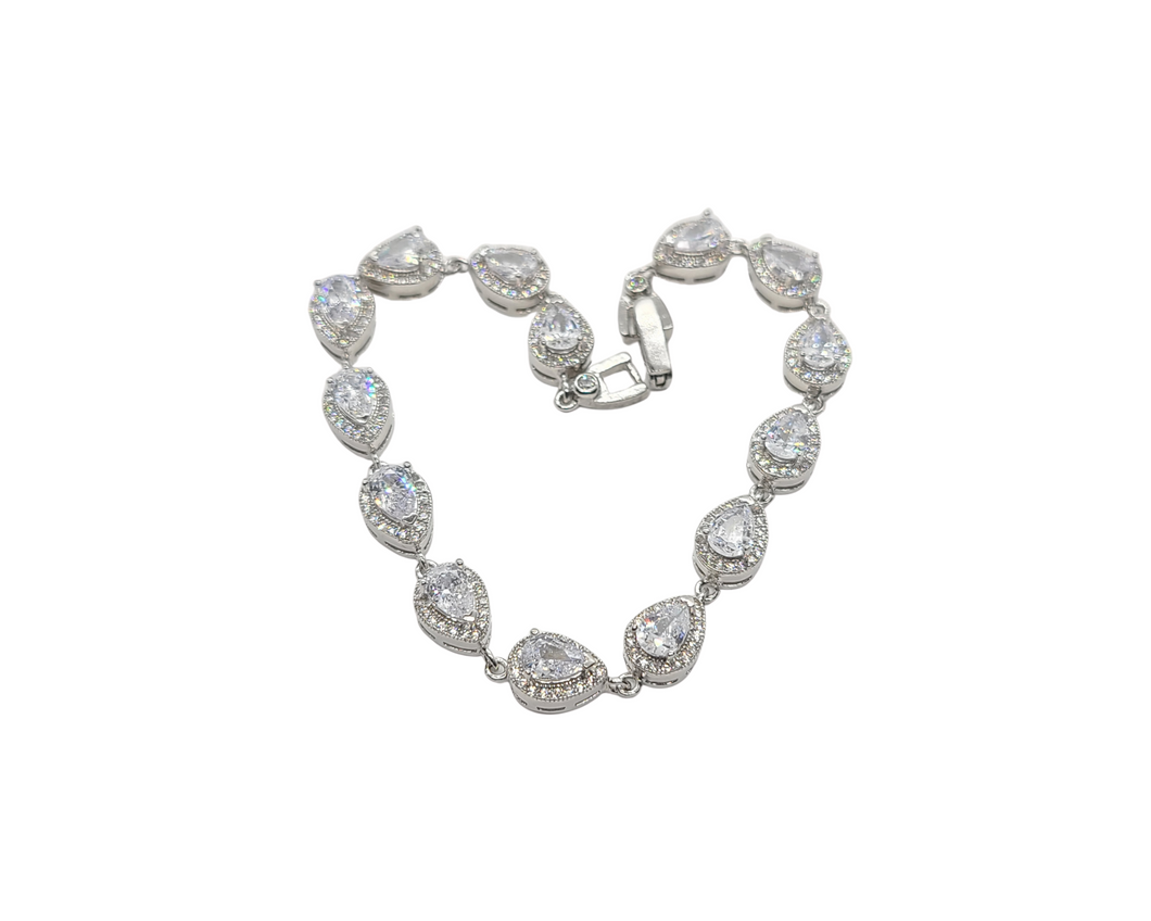 Sterling Silver Pear-Shape Cubic Zirconia Bracelet