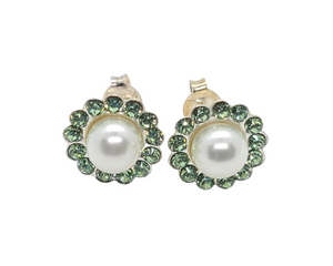 Swarovski Pearl "August Peridot" Birthstone Earring