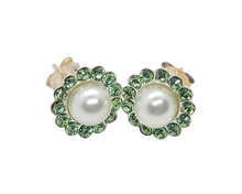 Load image into Gallery viewer, Swarovski Pearl &quot;August Peridot&quot; Birthstone Earring
