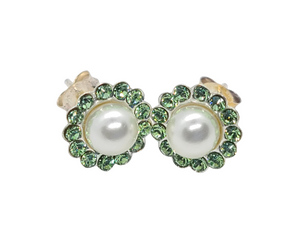 Swarovski Pearl "August Peridot" Birthstone Earring