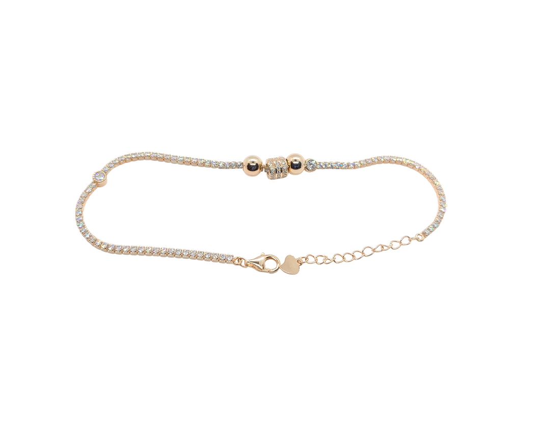 Sterling Silver with Rose Gold, Tennis Bracelet