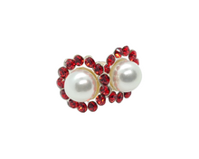 Load image into Gallery viewer, Swarovski Pearl &quot;January Red&quot; Birthstone Earring
