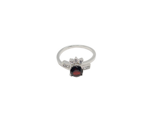 Sterling Silver Garnet Stone Ring