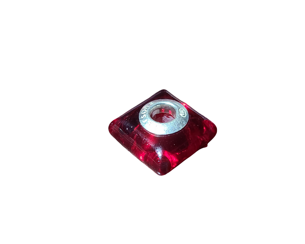 Red Square Glass Bead