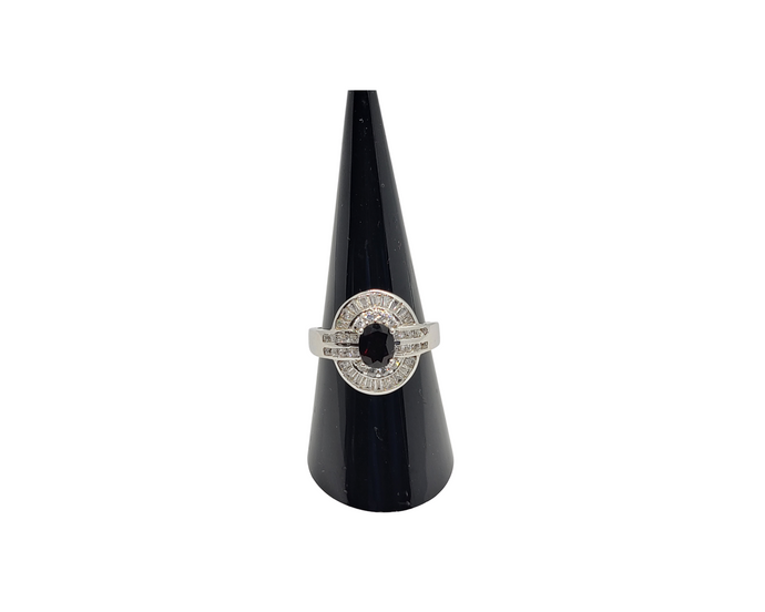 Sterling Silver Garnet Stone Ring