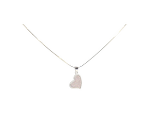 Sterling Silver Cubic Zirconia Pink Heart Pendant