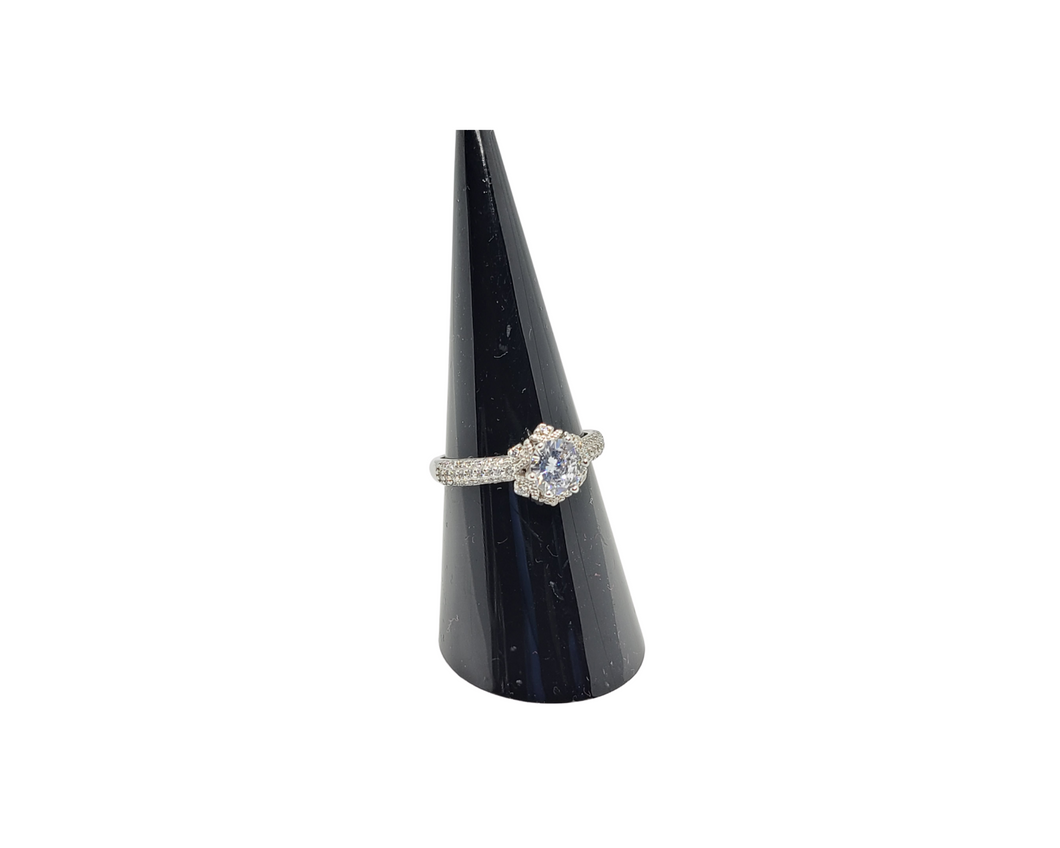 Cubic Zirconia Halo Ring