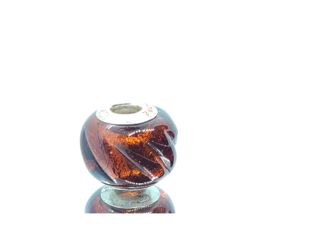 Wavy Dark Brown Murano Glass Charm