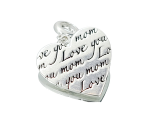 Mom Script Heart Dangle Charm