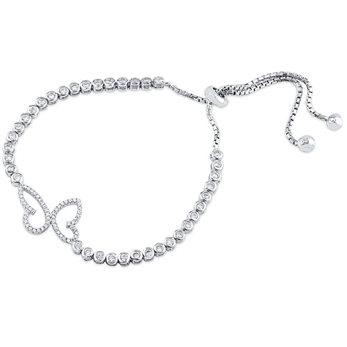 Silver Bracelet Fit Wrist with CZ