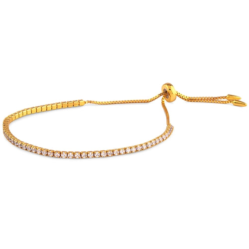 Silver Bracelet Fit Wrist with Yellow Gold Plated and CZ Stones