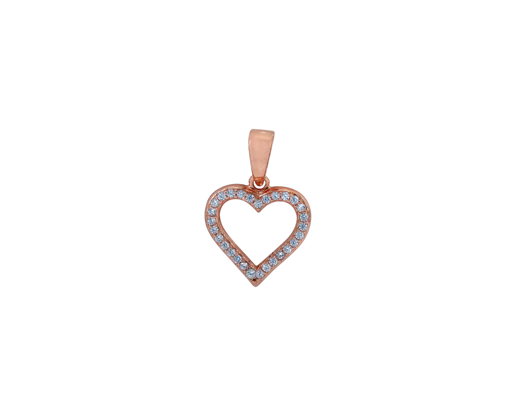 Sterling Silver With Rose Gold Heart Pendant