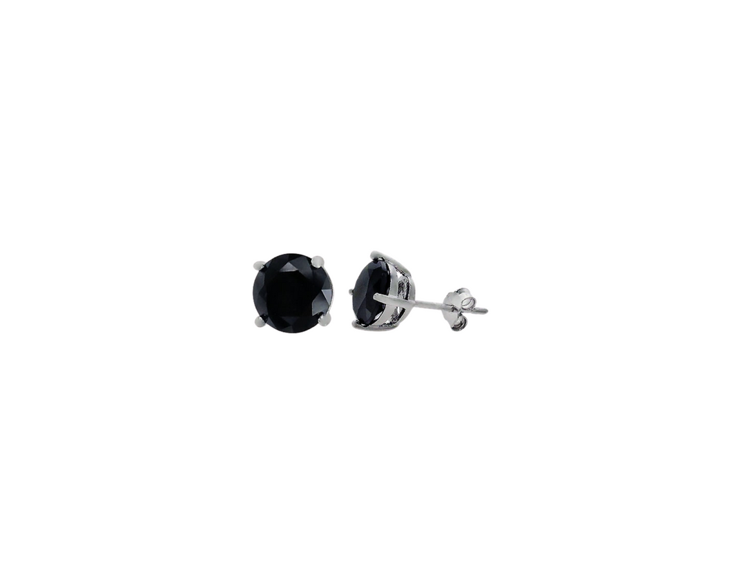 Sterling Silver with Cubic Zirconia Faceted Round Studs